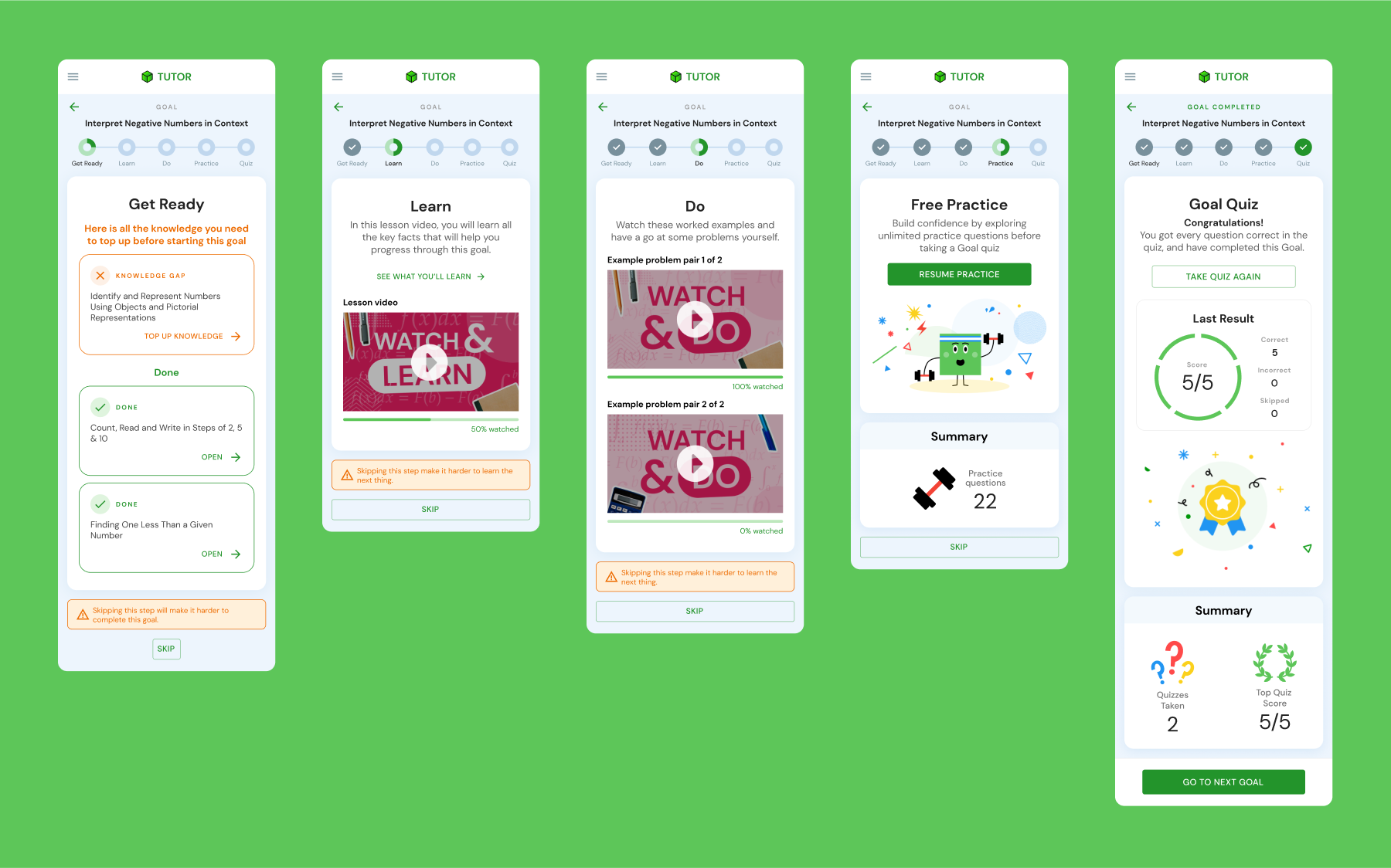 A demonstration of Free Practice on Complete Mathematics TUTOR